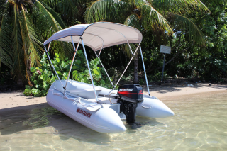 11' Saturn Inflatable Boat SD330 - With 15 HP Motor and 4-Bow Bimini Top