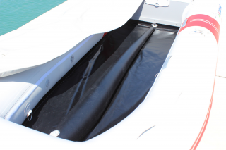 Detachable inflatable floor on the 9'6" Azzurro Mare Inflatable Boat