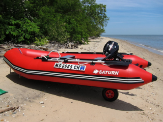 12' Saturn Inflatable Boat with Motor and Wheels
