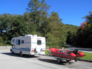 Customer Photos - 13' Saturn Dinghy SD385 - Towing Behind Camper